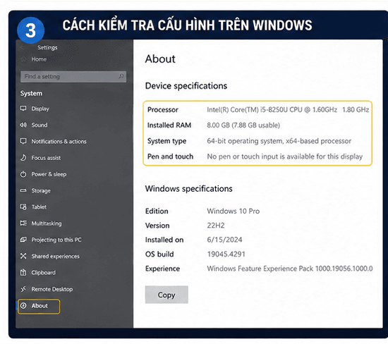 03 cach kiem tra cau hinh tren windows