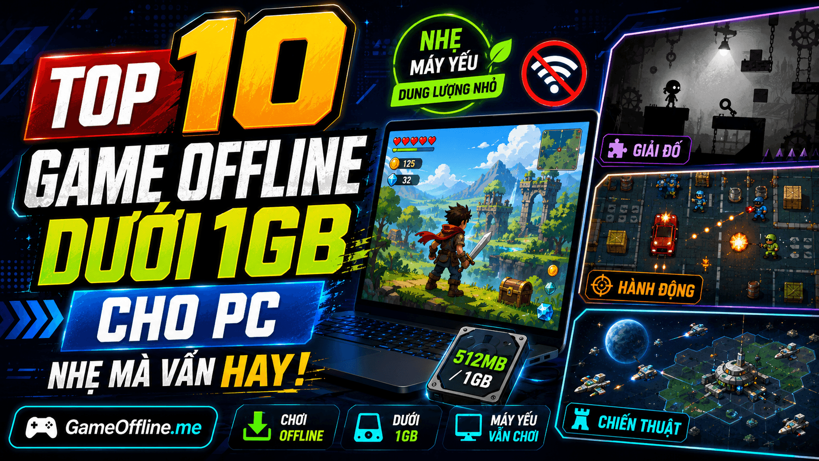 Top 10 game offline dưới 1GB cho PC nhẹ mà vẫn hay